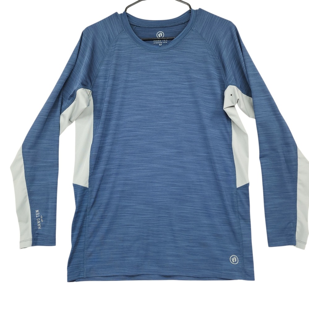 Hang Ten UPF 50+ Pullover Board Shirt M Men Blue White‎ Vented Performance Swim